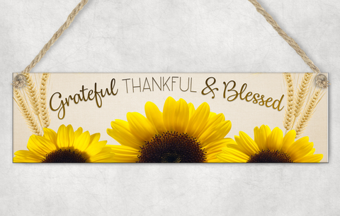Grateful Thankful Blessed Wall Hanging Sign