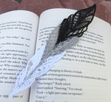 Feather Free Standing Lace Bookmark (Black,Silver and White)