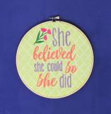 She Believed She Could Embroidery (Bright Colors)