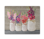 Flowers and Jars Glass Cutting Board