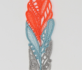 Feather Free Standing Lace Bookmark (Orange, Blue, Silver)
