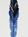 Feather Free Standing Lace Bookmark (Blue Ombre)