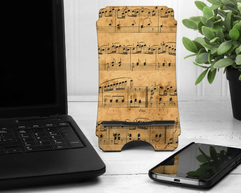 Wooden Phone Stand Rustic Musical Paper