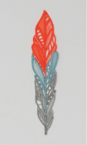 Feather Free Standing Lace Bookmark (Orange, Blue, Silver)