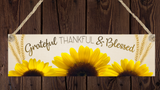 Grateful Thankful Blessed Wall Hanging Sign