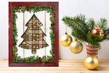 Plaid Christmas Tree Faux Wood Frame