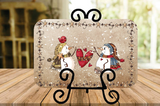 Snowman Couple and Heart Cutting Board